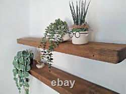 Étagères rustiques flottantes en bois massif étagère faite à la main 17 cm - supports invisibles