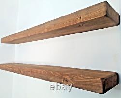 Étagères rustiques flottantes en bois massif étagère faite à la main 17 cm - supports invisibles
