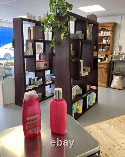 Ex-affichage. Design Géométrique En Bois De Mangue Foncé 7 Étagère Bibliothèque / Unité D'affichage