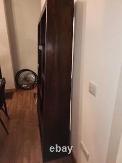 Ex-affichage. Design Géométrique En Bois De Mangue Foncé 7 Étagère Bibliothèque / Unité D'affichage