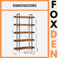 Grand étagère de rangement à 5 niveaux robuste de style industriel rustique avec cadre en acier.
