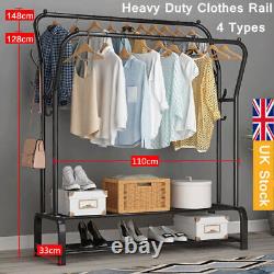 Heavy Duty Double Metal Rail Clothes Garment Rack Suspendu Étagère Display Stand Uk
