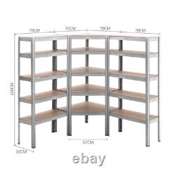 Kit d'étagères de garage à 5 niveaux en métal robuste pour rangement d'angle