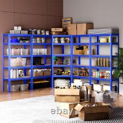 Kit de rayonnage de garage à 5 étagères avec coin à 5 baies, étagères de stockage robustes pour garage