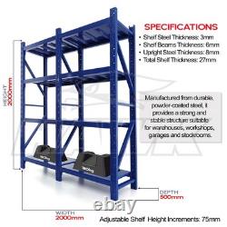 Kit de rayonnage en acier lourd de 2 m de hauteur, 200 x 50 cm, 3 étagères, capacité de 180 kg