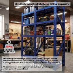 Kit de rayonnage en acier lourd de 2 m de hauteur, 200 x 50 cm, 3 étagères, capacité de 180 kg