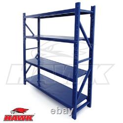 Kit de rayonnage en acier robuste de 2 m de hauteur, 200 x 50 cm, 4 étagères, capacité de charge de 180 kg