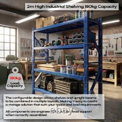 Kit de rayonnage en acier robuste de 2 m de hauteur, 200 x 50 cm, 4 étagères, capacité de charge de 180 kg