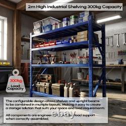 Kit de rayonnage en acier robuste de 2m de hauteur, 200 x 60cm, 4 étagères, capacité de 300KG