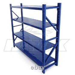 Kit de rayonnage en acier robuste de 2m de hauteur, 200 x 60cm, 4 étagères, capacité de 300KG