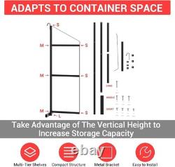Pack de 2 étagères en acier de 22 x 60 pour conteneurs de transport avec supports d'étagère