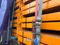 RAYONNAGE PALETTES DE MAGASIN ROBUSTE EN EXCELLENTE CONDITION, MONTANTS 4,75 m, POUTRES 2,7 m