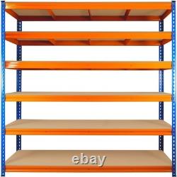 Rayonnage Heavy Duty Hauteur 2,5 m 6 Étagères Bleu & Orange H250 L255 P90
