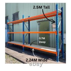 Rayonnage de stockage PSS lourd d'occasion 2,5 m de haut x 2,2 m de large x 0,7 m de profondeur