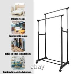 Support de vêtements en métal robuste avec étagère de rangement pour vêtements, stand d'affichage suspendu.