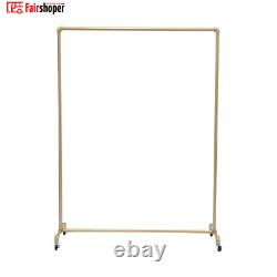 Support de vêtements en métal robuste, portant à vêtements doré, étagère de rangement pour affichage.