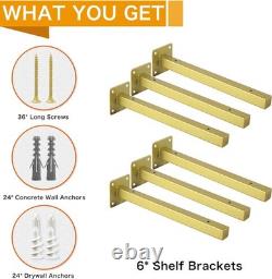 Supports muraux industriels en acier inoxydable doré de 8 pouces, supports de rayonnage lourds avec S