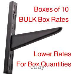 Système d'étagères à crémaillère jumelées noires avec montants et supports noirs mats - Achat en gros, boîte de 10