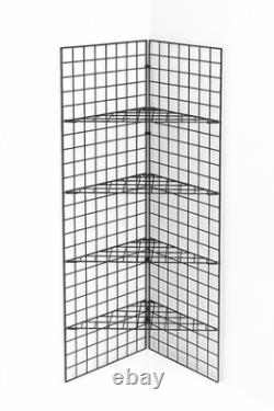Unité d'affichage en maille de grille noire avec étagère robuste pour le retail