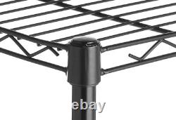 Unité d'étagères à cinq niveaux en acier inoxydable avec étagère en fil sur roulettes, debout libre.