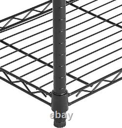 Unité d'étagères à cinq niveaux en acier inoxydable avec étagère en fil sur roulettes, debout libre.