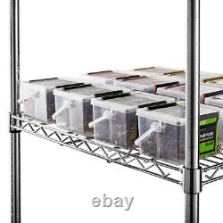 Unité d'étagères filaires chromées robuste à 6 niveaux H1800 x P450mm