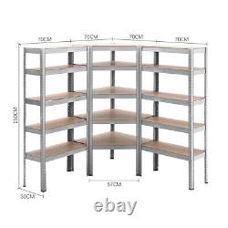 Unité d'étagères/rayonnages d'angle galvanisée de 5 baies à usage intensif pour garage et 5 supports de rangement