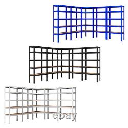 Unité d'étagères/rayonnages d'angle galvanisée de 5 baies à usage intensif pour garage et 5 supports de rangement