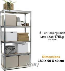 Unité de Rayonnage en Acier Robuste et Fiable 90x40x180cm, Charge Maximale 175kg