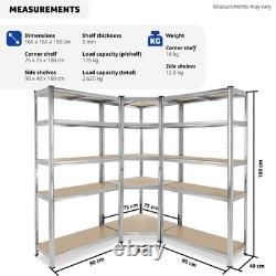 Unité de rangement de garage Système de rayonnage 3 parties 15 étagères de rangement lourdes 2625 kg