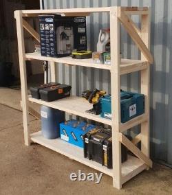 Unité de rangement pour garage en bois à 4 niveaux, étagère de rangement à usage intensif EXTRA lourde.
