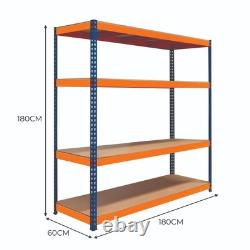 Unité de rayonnage S-Rax pour garage 4 étagères 180 cm x 180 cm x 60 cm Rack robuste
