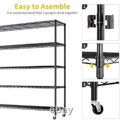 Unité de rayonnage en fil 5 niveaux avec roues, unités de rayonnage en métal résistant de 185 cm