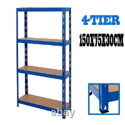 Unité de rayonnage en métal robuste à 4 niveaux pour le stockage de garage 150x75x30cm UKDC