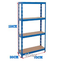 Unité de rayonnage en métal robuste à 4 niveaux pour le stockage de garage 150x75x30cm UKDC