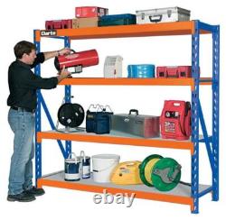 Unité de rayonnage industrielle sans boulons 4 étagères 800 Kg robuste bleue et orange