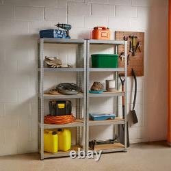 Unités de rangement étagères robustes pour garage 5 niveaux étagères de stockage argent noir