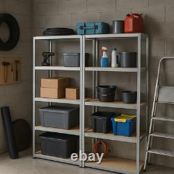 Unités de rangement étagères robustes pour garage 5 niveaux étagères de stockage argent noir