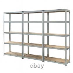 Unités de rangement étagères robustes pour garage 5 niveaux étagères de stockage argent noir