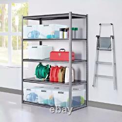 Unités de rangement pour garage, étagères robustes à 5 niveaux sans boulons.