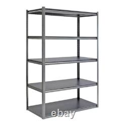 Unités de rangement pour garage, étagères robustes à 5 niveaux sans boulons.