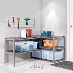 Unités de rangement pour garage, étagères robustes à 5 niveaux sans boulons.