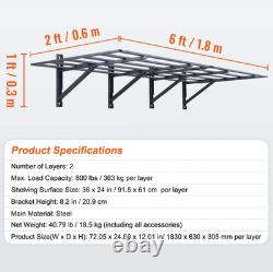 VEVOR 2PCS Étagères de Garage Murales 6x2 pieds - Étagères Robustes à Montage Mural